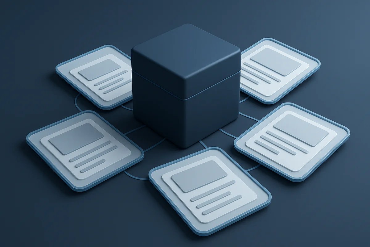 Illustration abstraite montrant la transformation d'un désordre UX vers une structure claire et organisée symbolisant l'optimisation et la clarté.