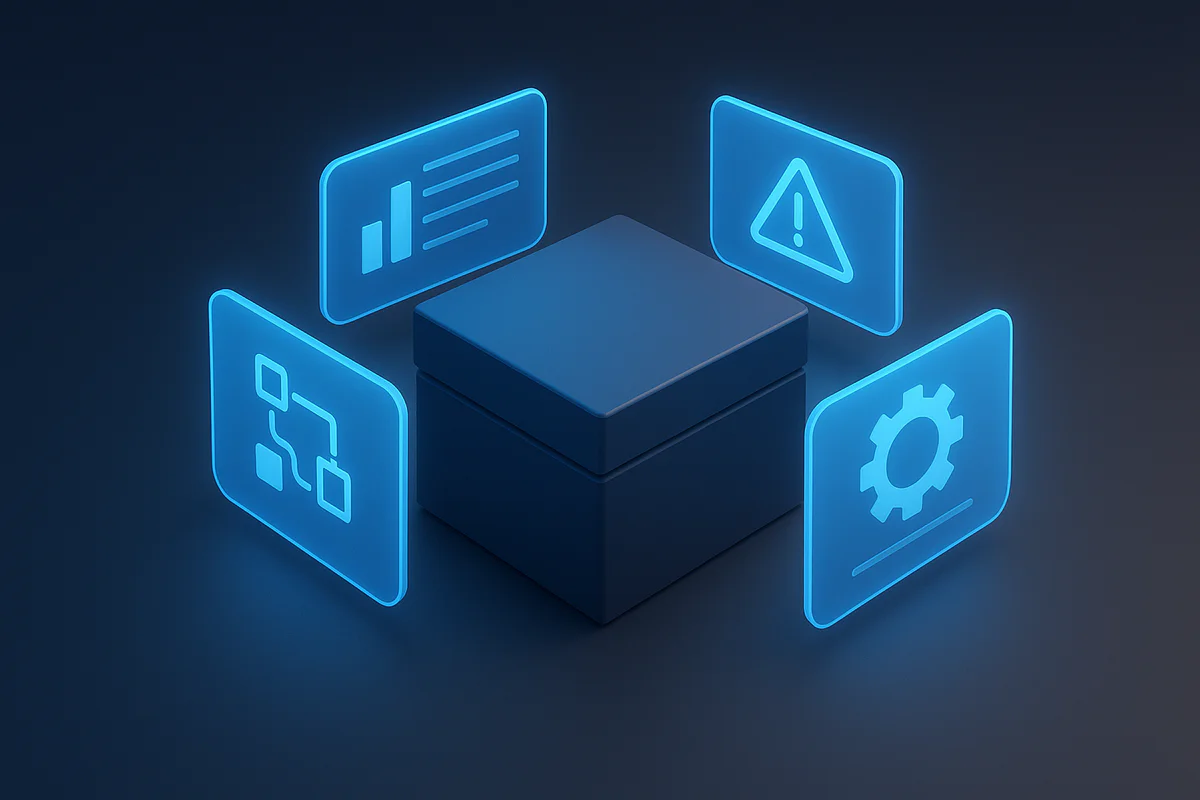 Abstract isometric illustration showing transformation from chaotic data to structured technical solutions symbolizing error analysis and workflow stability.