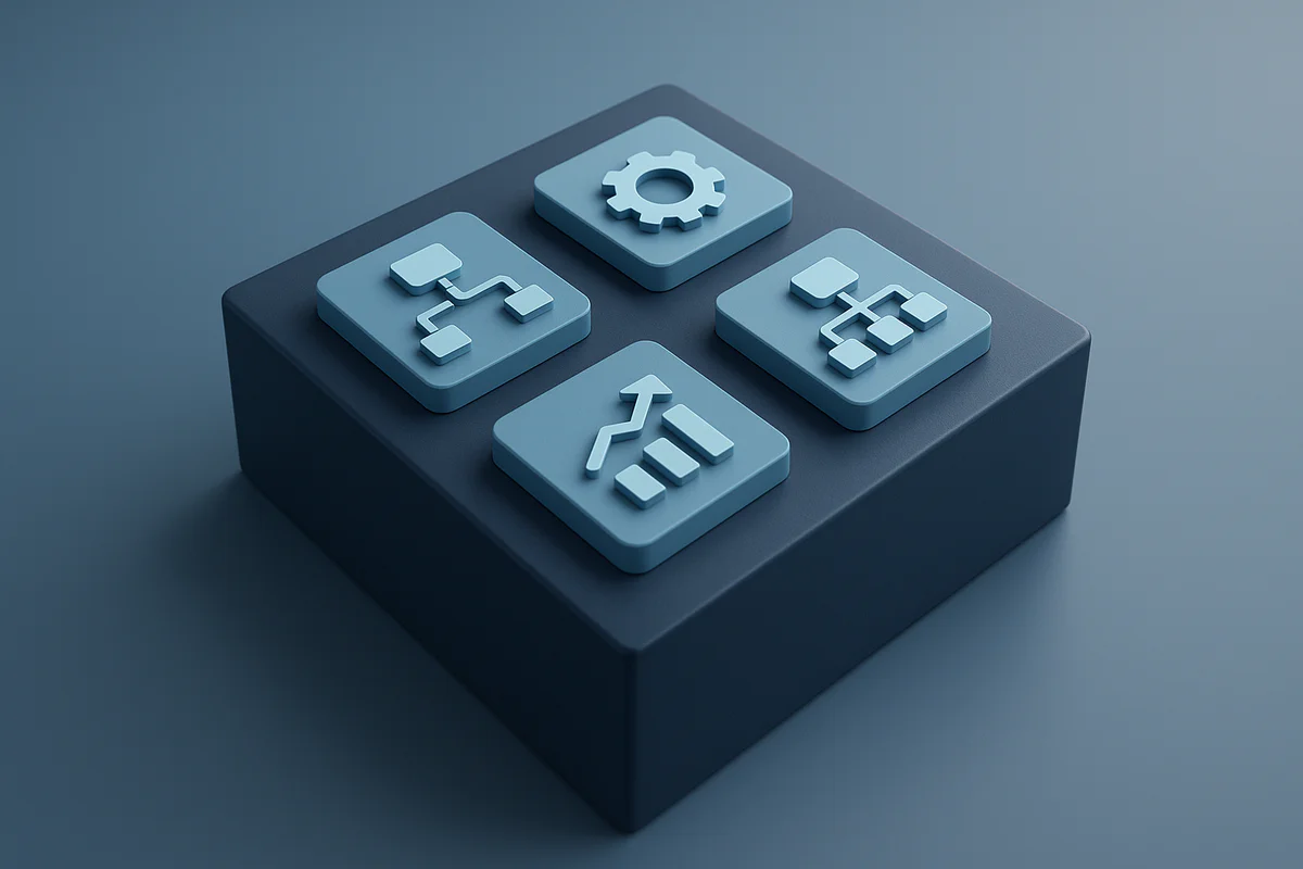 Illustration abstraite d'un processus métier chaotique transformé en workflow automatisé clair et structuré