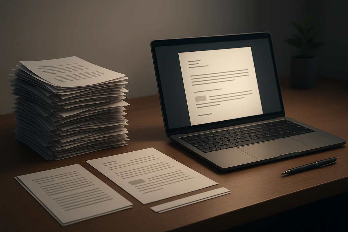 Moderner Arbeitsplatz mit Laptop und E-Mail-Kommunikation
