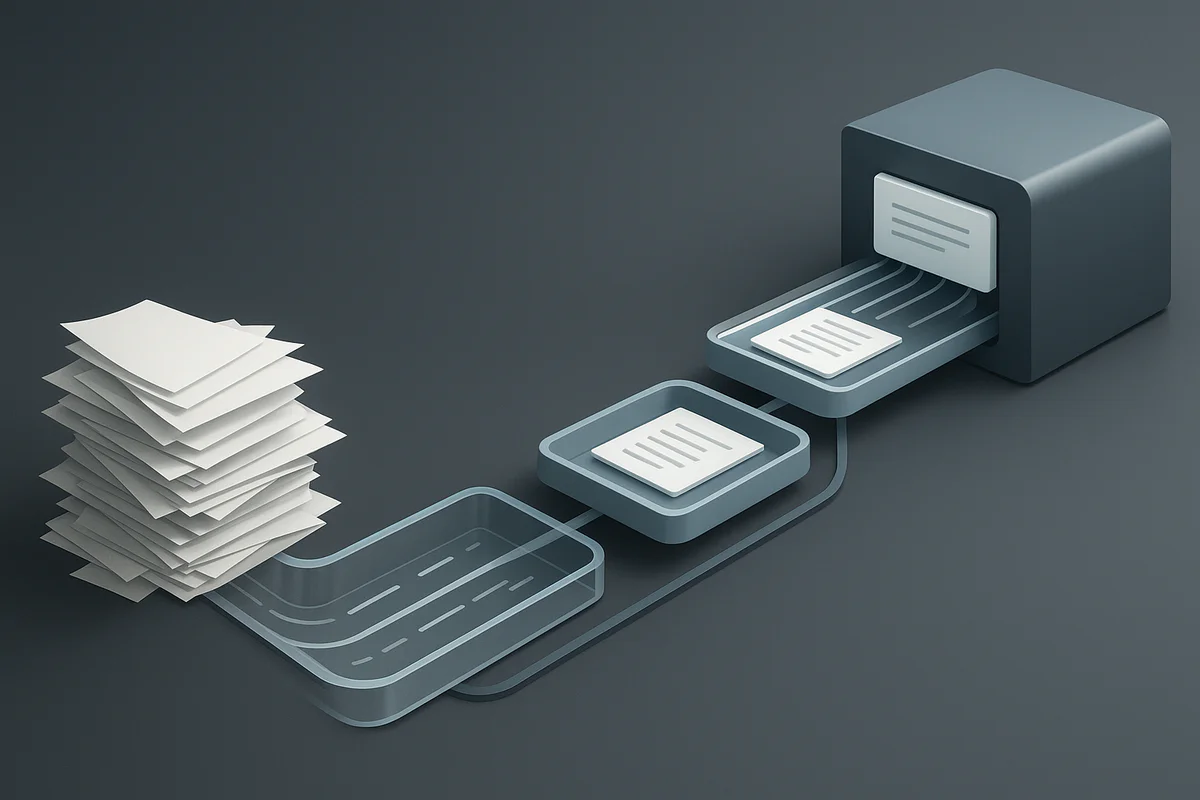 Grafische Darstellung einer Datenpipeline mit Datenfluss von Quellen zu Zielsystem