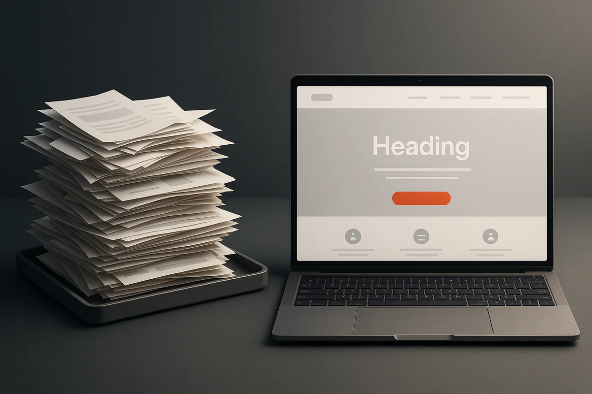 Moderne Website Hero-Section mit Headline, CTA und Trust-Elementen